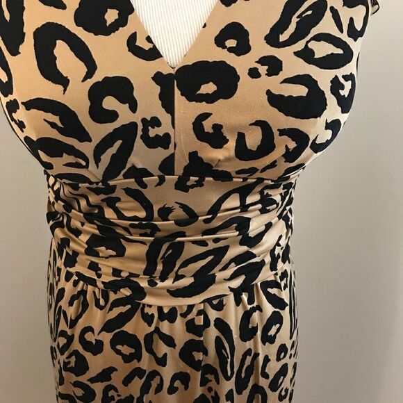 Kay Unger Leopard Ruched Dress Sz 4 - Picture 3 of 7